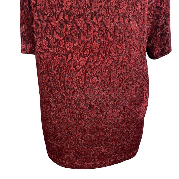 Carol Little 90's Vtg Gothic Vampire Whimsygoth Deep Red Floral Slinky Top - Picture 7 of 9